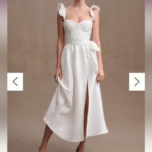 NWT- V. Chapman Vera Satin Ruffled-Sleeve Bustier Midi Dress